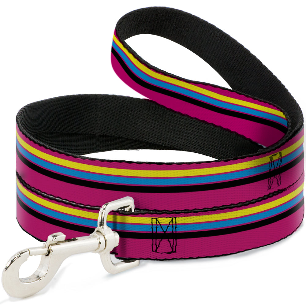 Dog Leash - Racing Stripes Pink/Yellow/Blue/Black