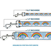 Dog Leash - Rainbows & Stars Light Blue/Yellow/Rainbow