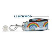 Dog Leash - Rainbows & Stars Light Blue/Yellow/Rainbow