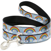 Dog Leash - Rainbows & Stars Light Blue/Yellow/Rainbow