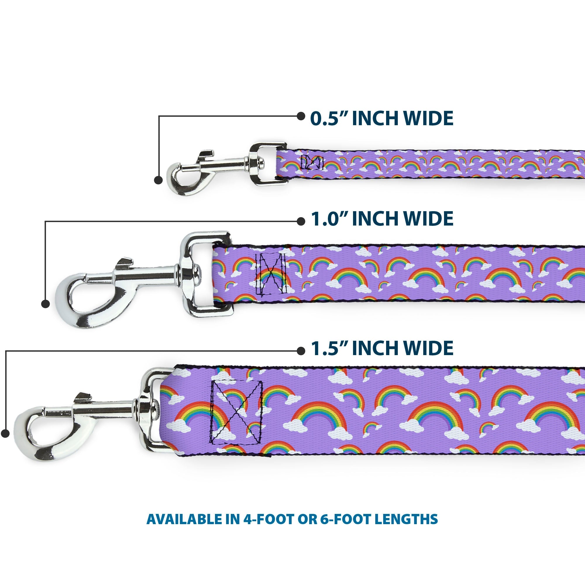 Dog Leash - Rainbows Scattered Lavender