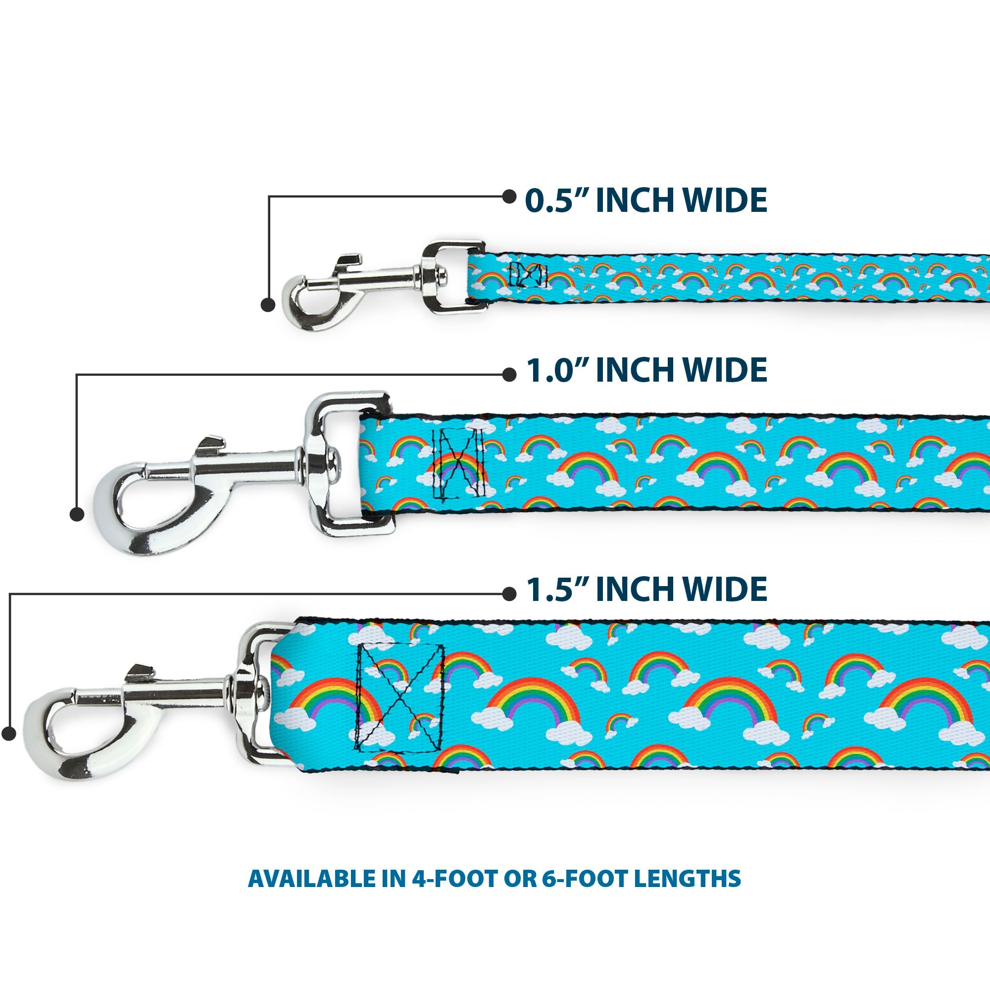 Dog Leash - Rainbows Scattered Blue