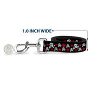 Dog Leash - Skulls & Stars Black/White/Red