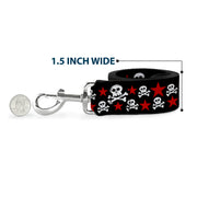 Dog Leash - Skulls & Stars Black/White/Red