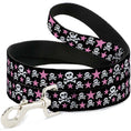 Load image into Gallery viewer, Dog Leash - Skulls & Stars Black/White/Pink
