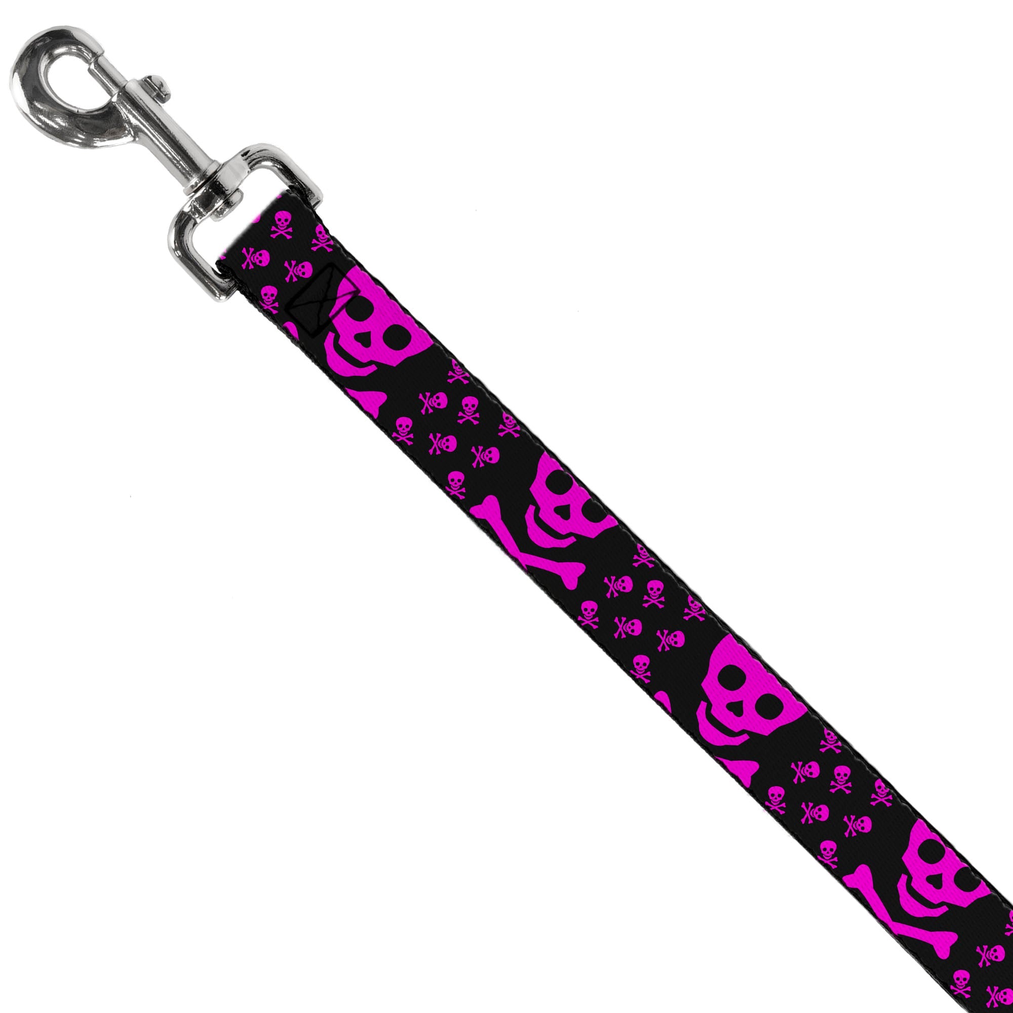 Dog Leash - Skull w/Babies Black/Fuchsia