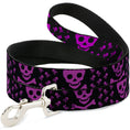 Load image into Gallery viewer, Dog Leash - Skull w/Babies Black/Fuchsia
