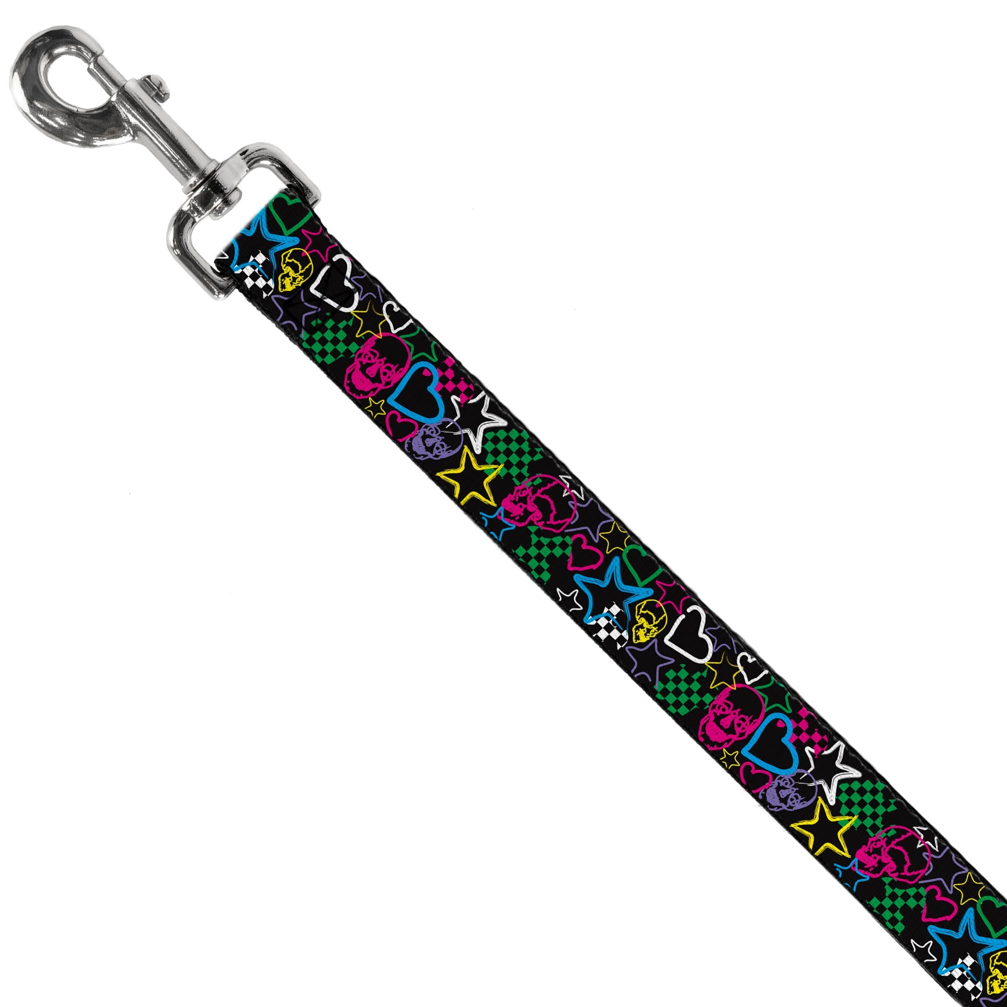 Dog Leash - Sketch Skull/Star/Heart/Checker Black/Multi
