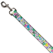 Dog Leash - Sketch Skull/Star/Heart White/Multi Color