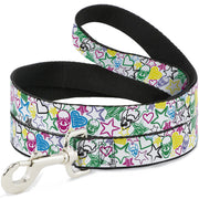 Dog Leash - Sketch Skull/Star/Heart White/Multi Color