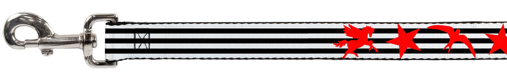 Dog Leash - Stripes & Stars Black/White/Red