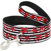 Dog Leash - Stripes & Stars Black/White/Red