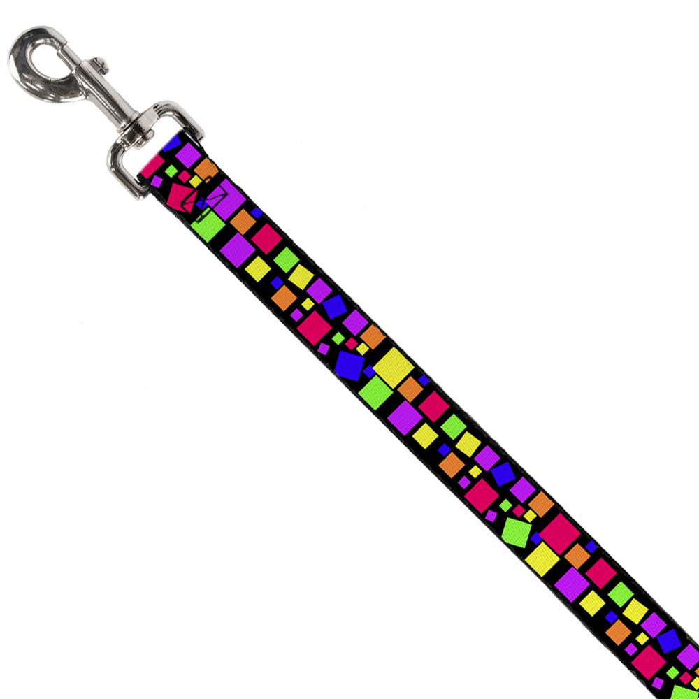 Dog Leash - Squares Black/Multi Color