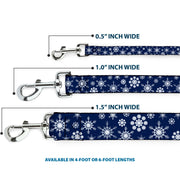 Dog Leash - Snowflakes Blue/White