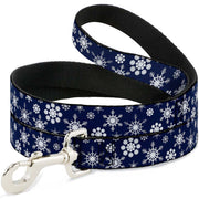 Dog Leash - Snowflakes Blue/White