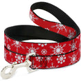 Load image into Gallery viewer, Dog Leash - Snowflakes Red/White
