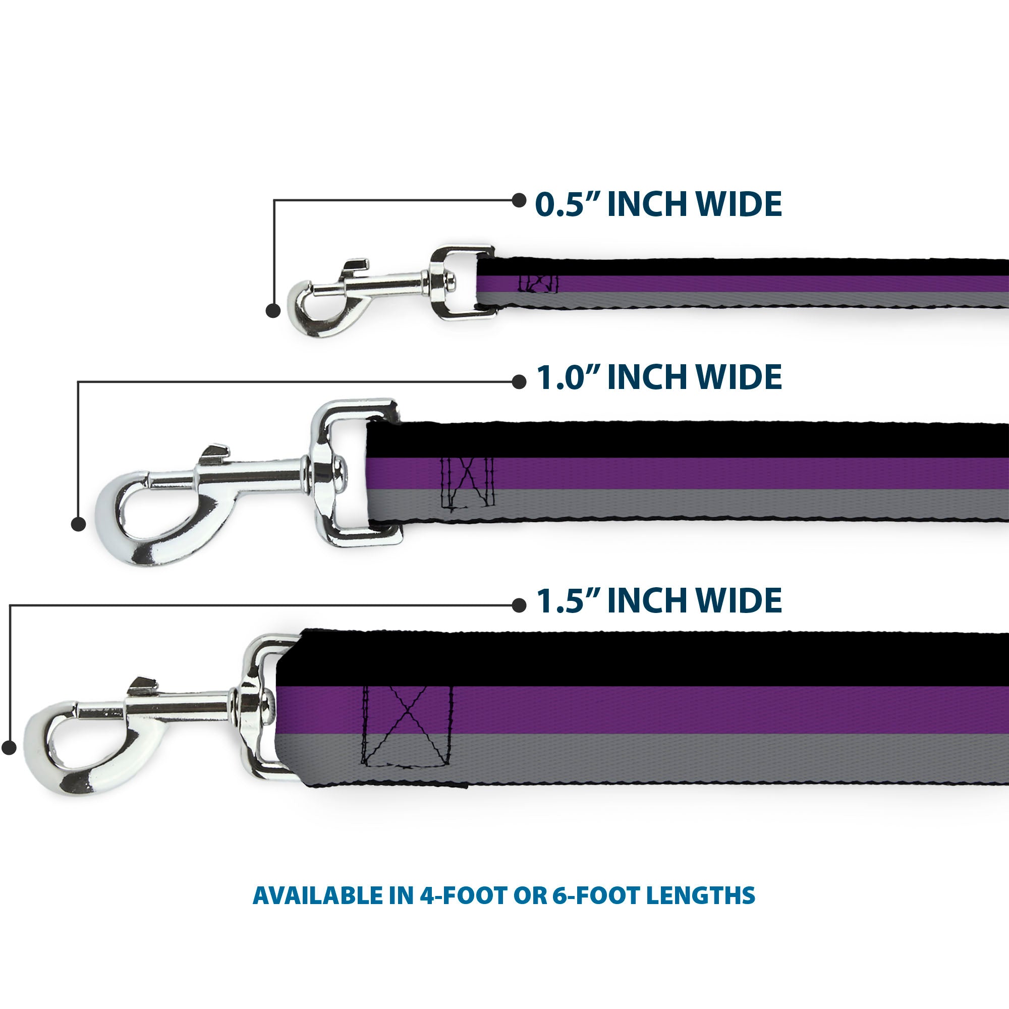 Dog Leash - Stripes Black/Purple/Gray