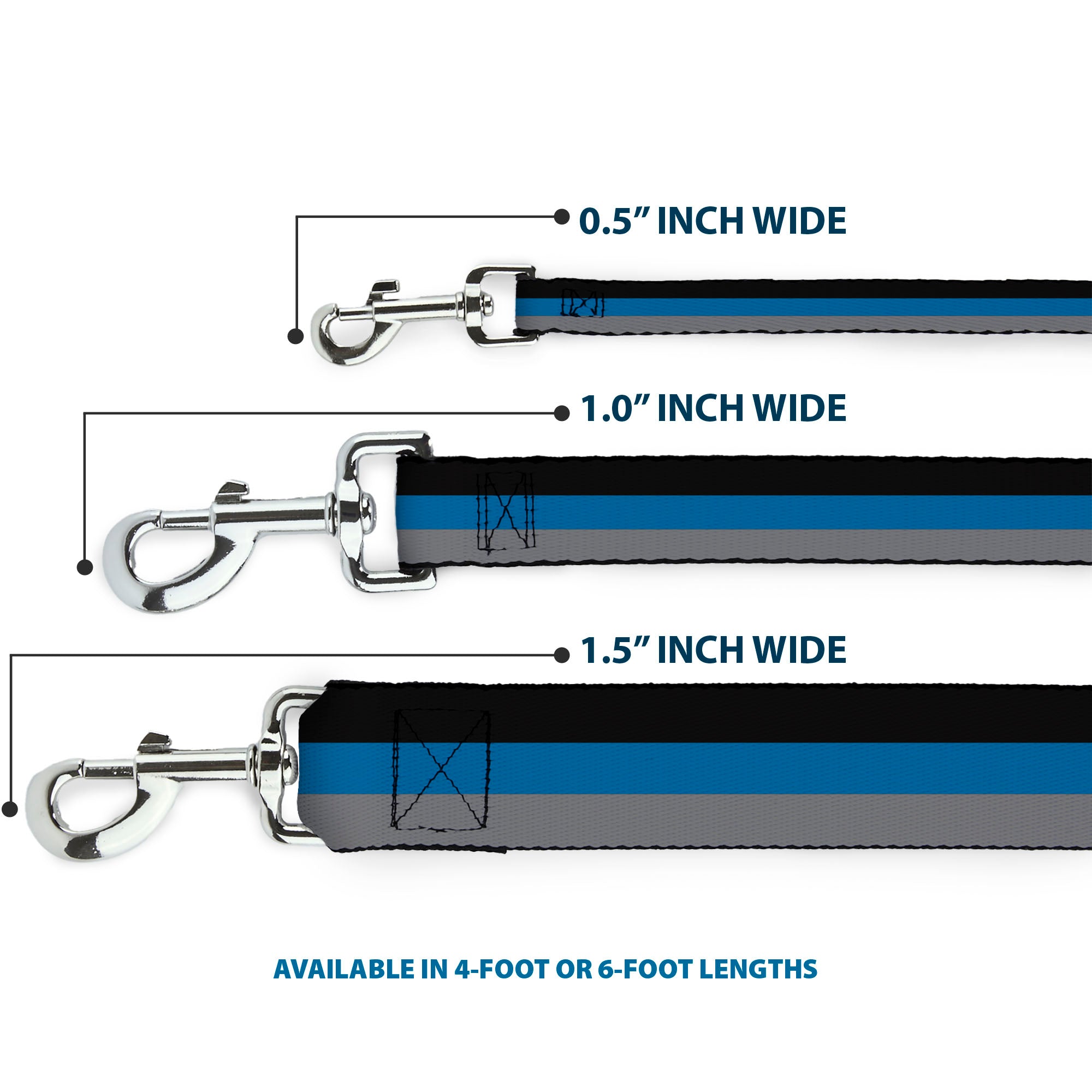 Dog Leash - Stripes Black/Turquoise/Gray