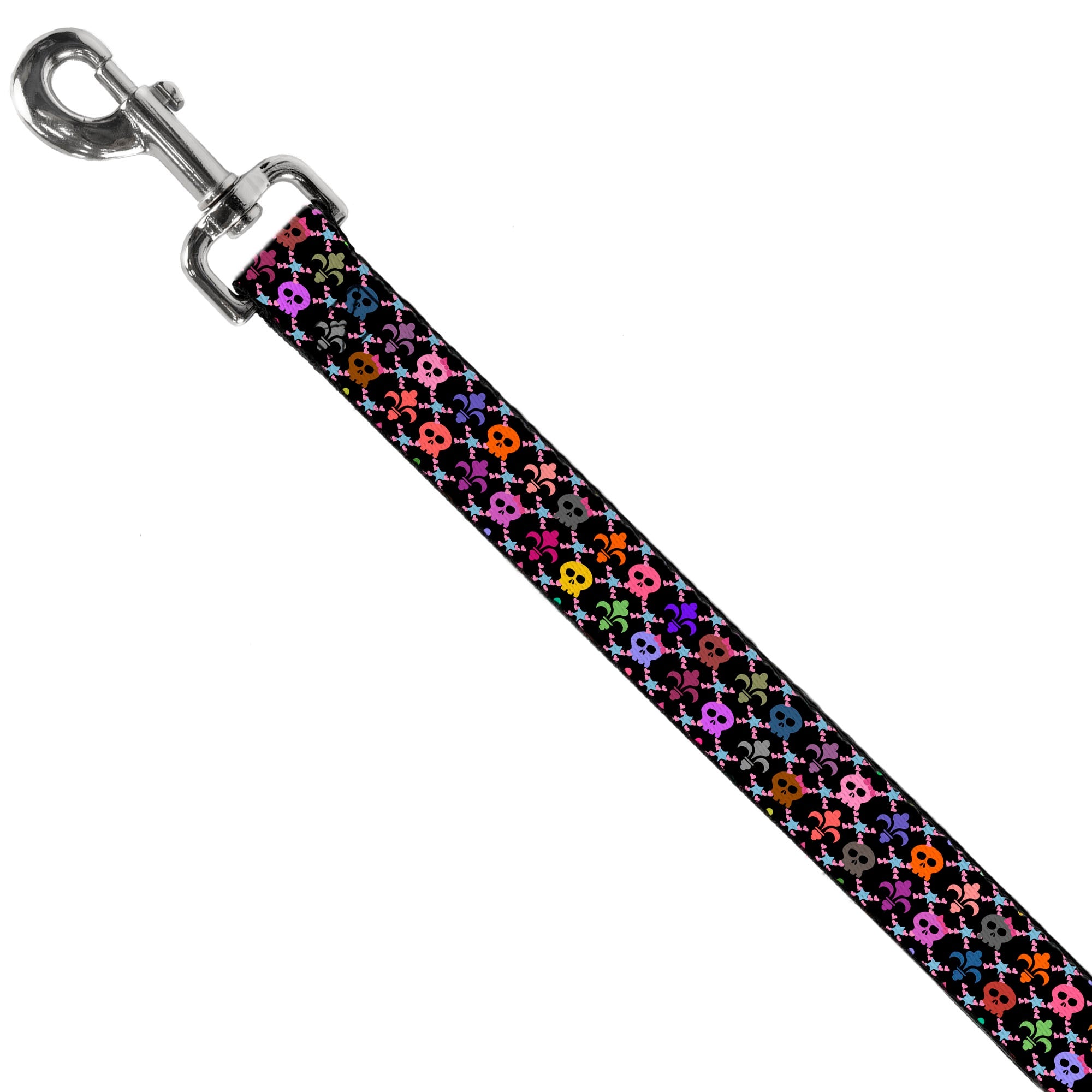 Dog Leash - Skull & Fleur-de-Lis Black/Multi Color