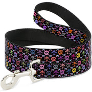 Dog Leash - Skull & Fleur-de-Lis Black/Multi Color