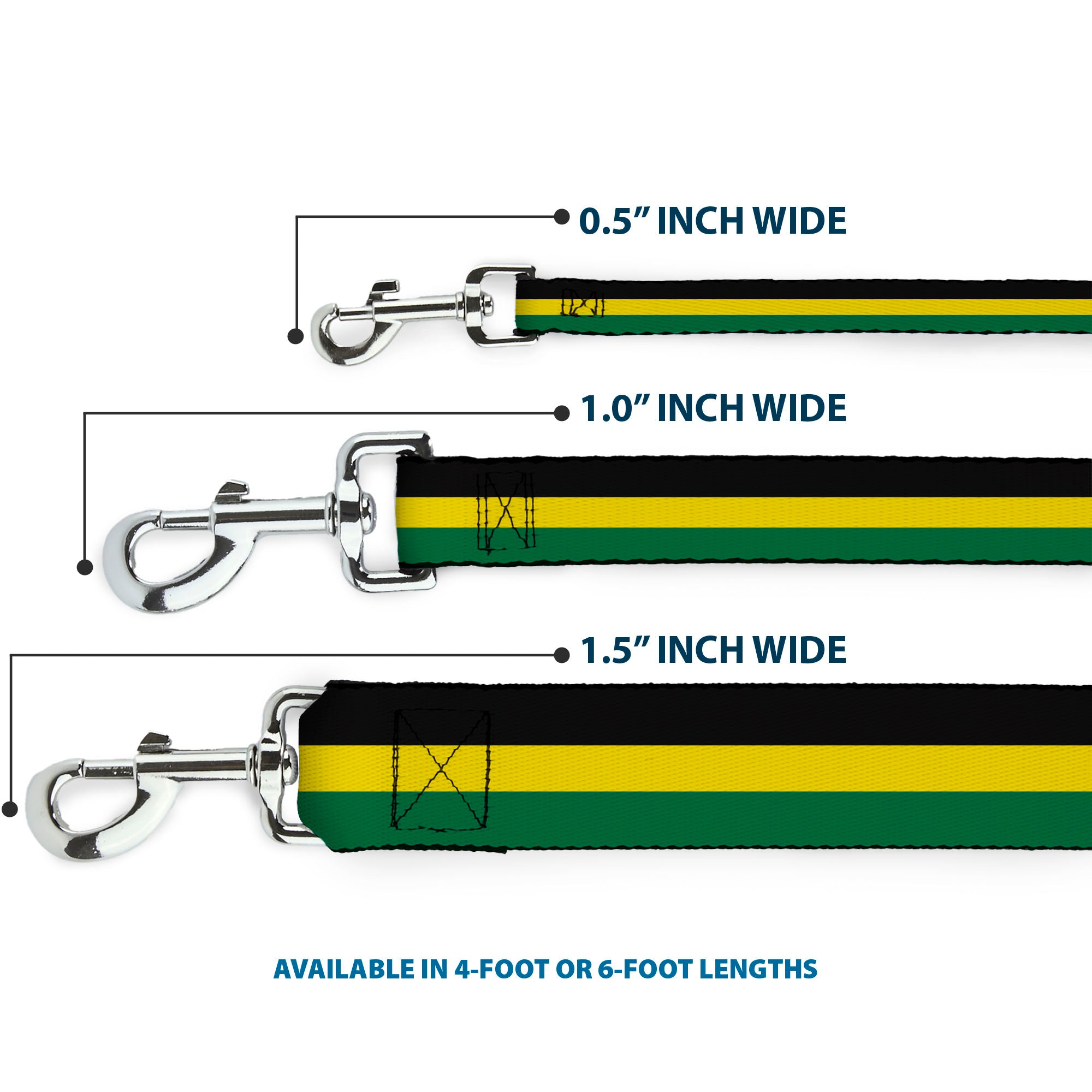 Dog Leash - Stripes Black/Yellow/Green