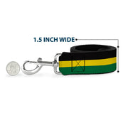 Dog Leash - Stripes Black/Yellow/Green