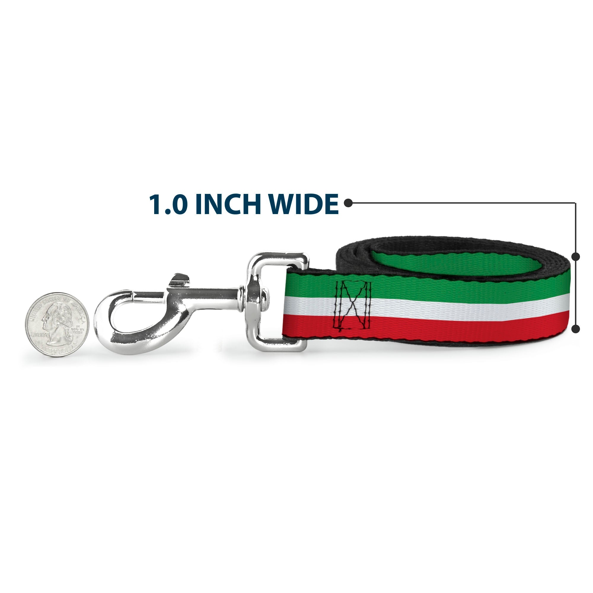 Dog Leash - Stripes Green/White/Red