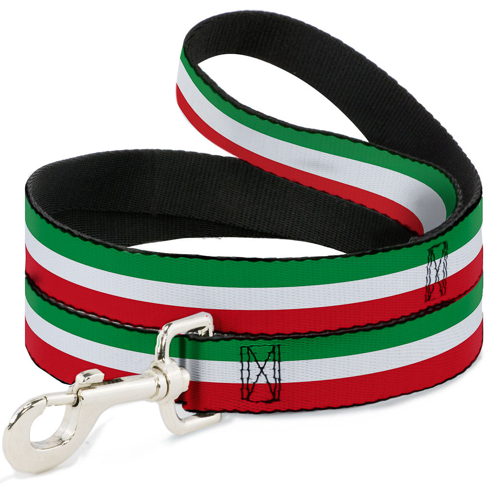 Dog Leash - Stripes Green/White/Red