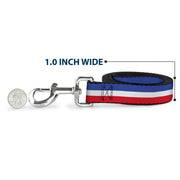 Dog Leash - Stripes Blue/White/Red