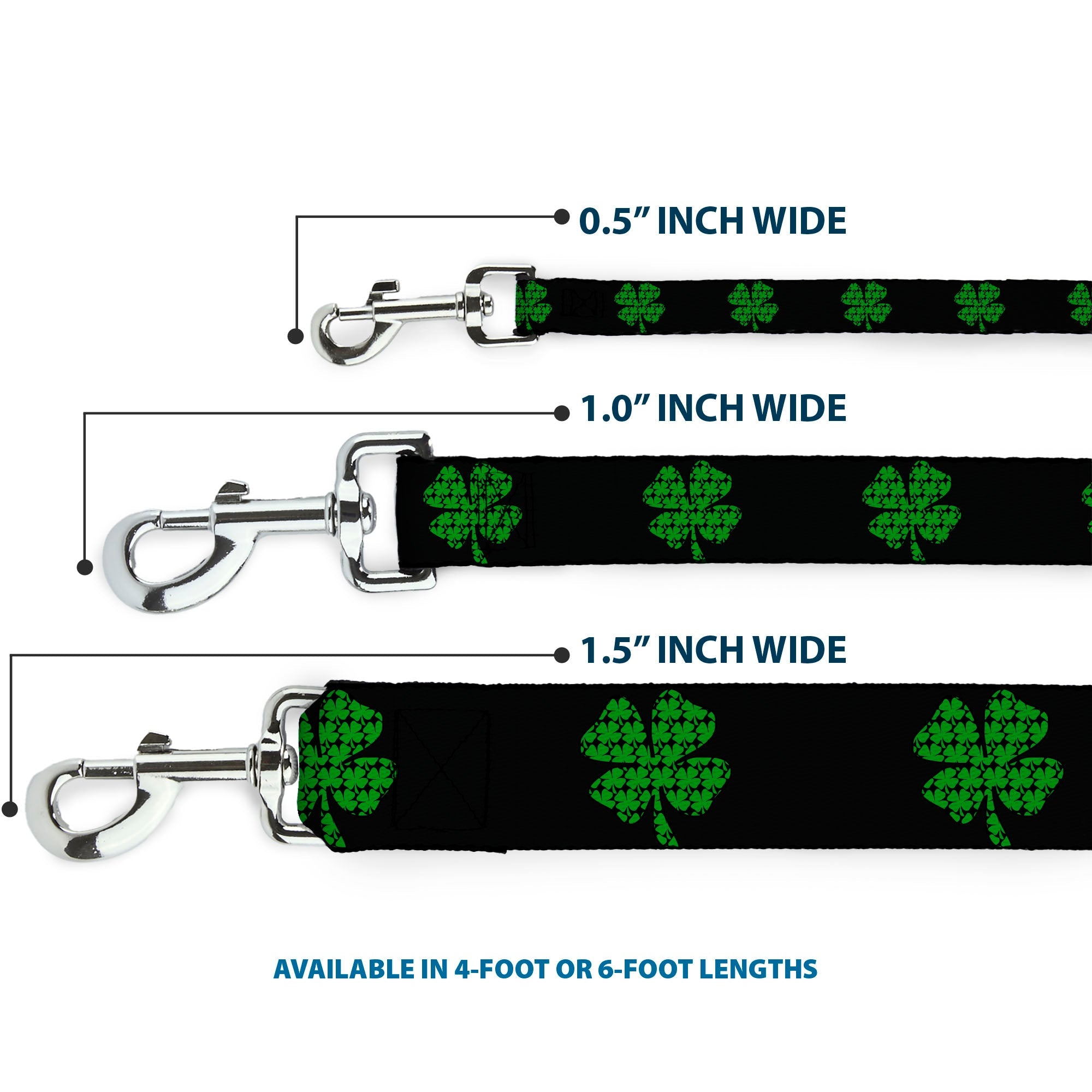 Dog Leash - St. Pat's Black/Clovers