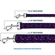 Dog Leash - Sleeve Skulls Black/Purple