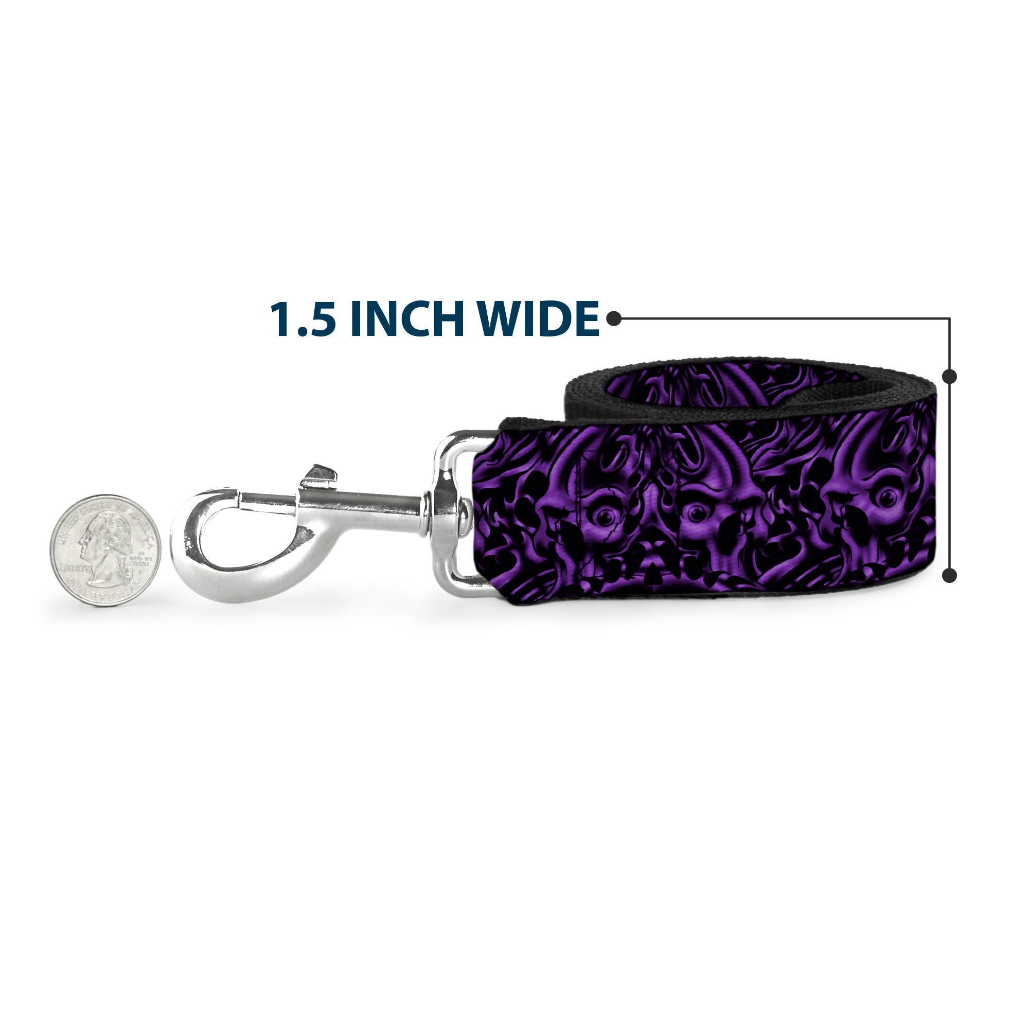Dog Leash - Sleeve Skulls Black/Purple