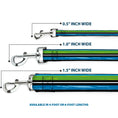 Load image into Gallery viewer, Dog Leash - Scribble Stripes Blue/Green/White
