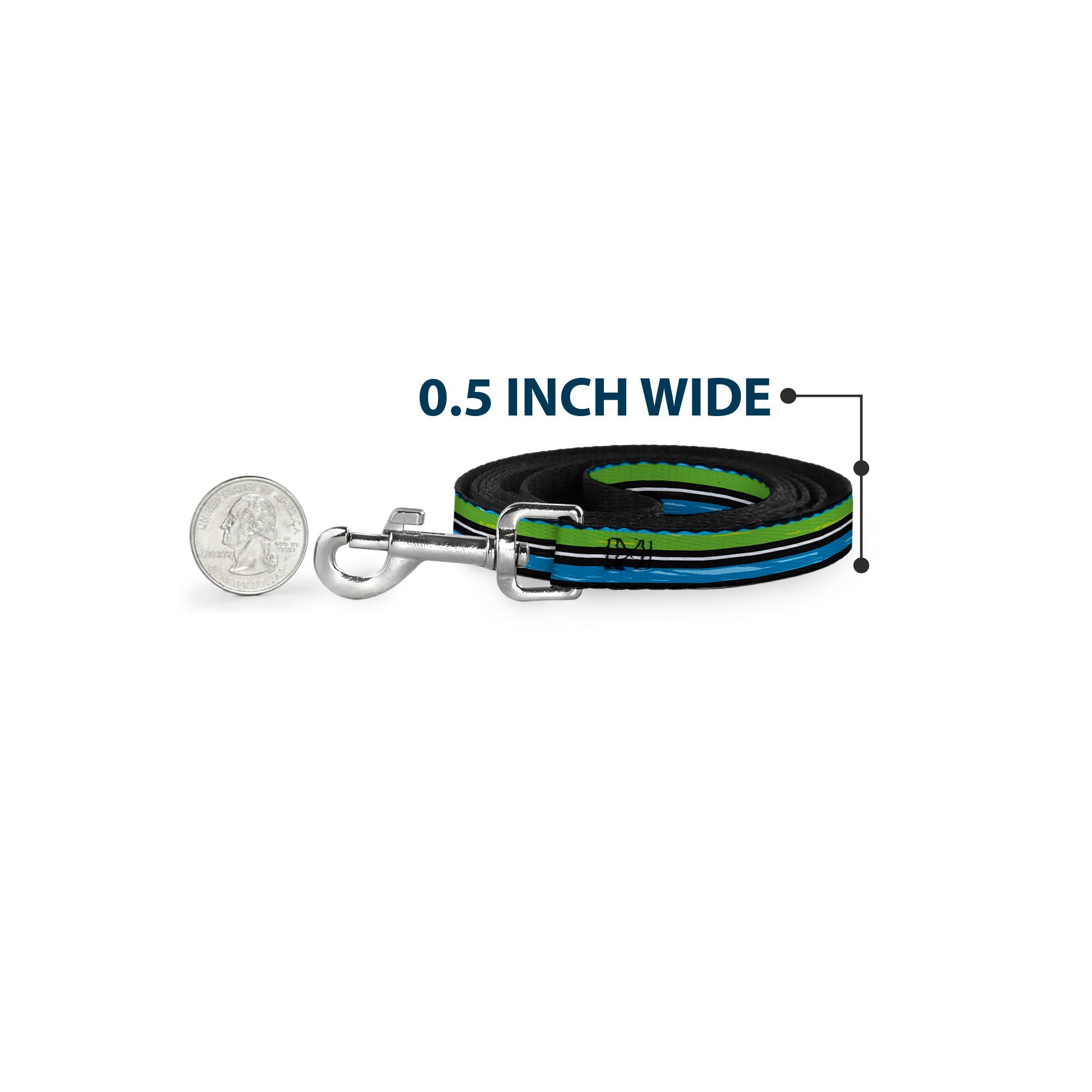 Dog Leash - Scribble Stripes Blue/Green/White