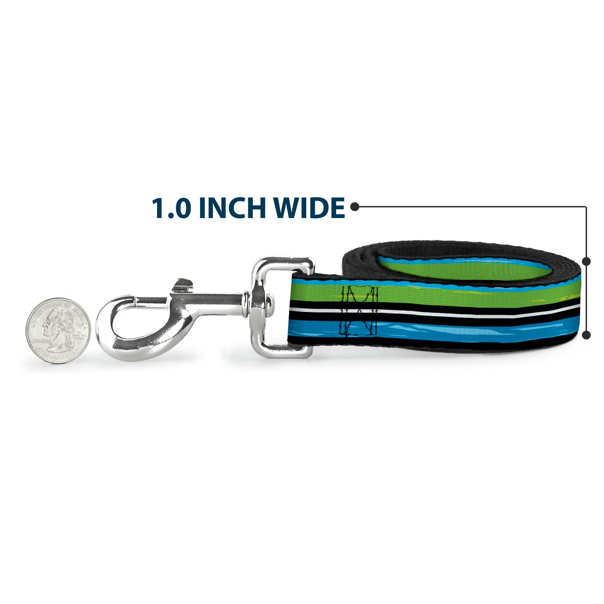 Dog Leash - Scribble Stripes Blue/Green/White