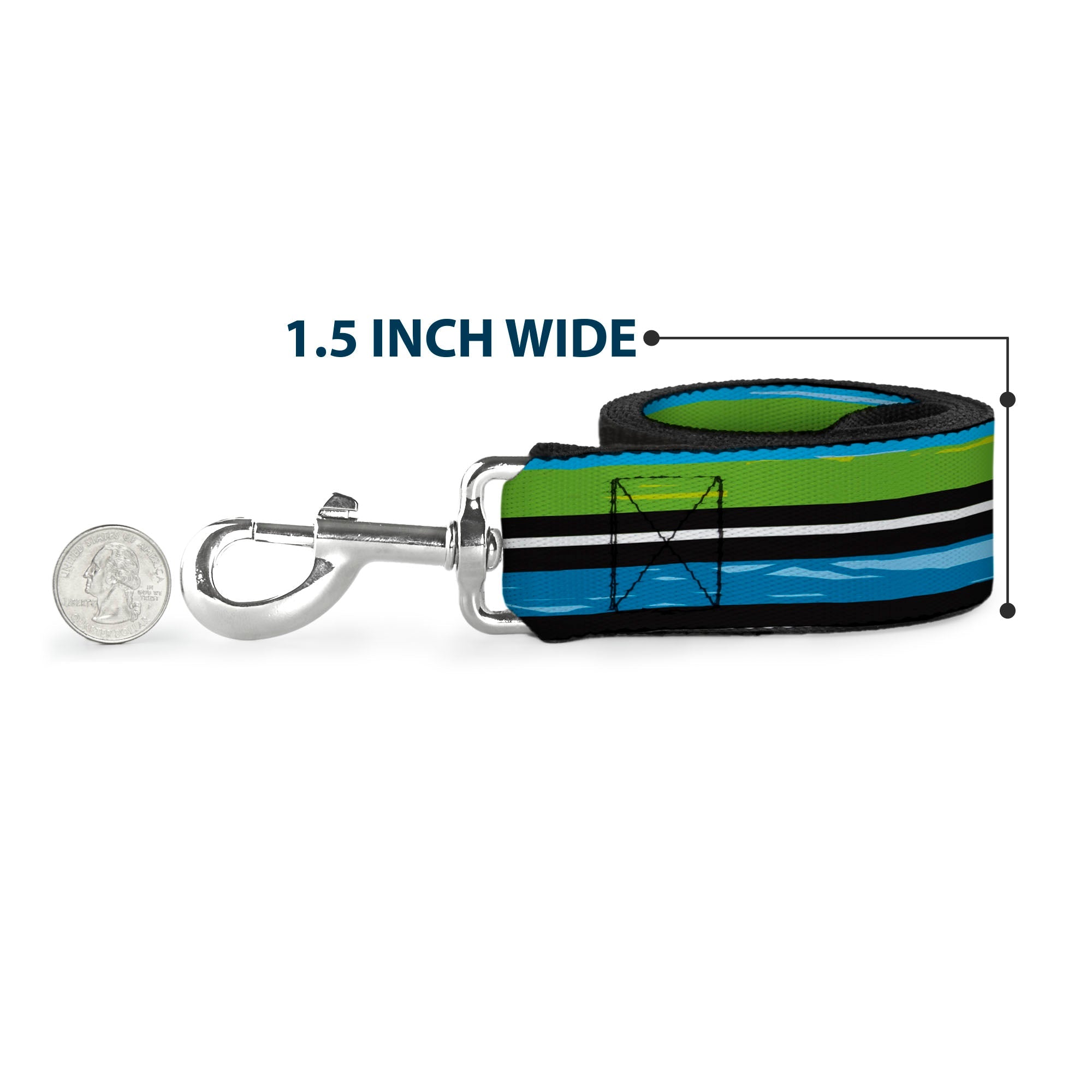 Dog Leash - Scribble Stripes Blue/Green/White
