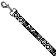 Dog Leash - Sugar Skulls Black/White