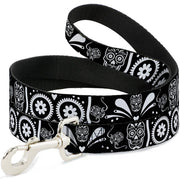 Dog Leash - Sugar Skulls Black/White