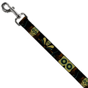 Dog Leash - Sugar Skulls Black/Olive/Burgundy