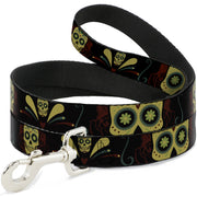 Dog Leash - Sugar Skulls Black/Olive/Burgundy