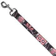 Dog Leash - Sugar Skulls Gray/Pink