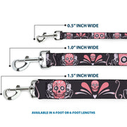 Dog Leash - Sugar Skulls Gray/Pink