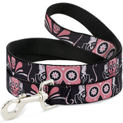 Dog Leash - Sugar Skulls Gray/Pink