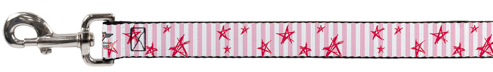 Dog Leash - Sketch Stars w/Stripes Pink/White/Fuchsia