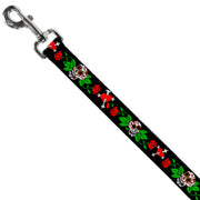 Dog Leash - Sugar Skull w/Roses & Heart