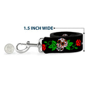 Dog Leash - Sugar Skull w/Roses & Heart