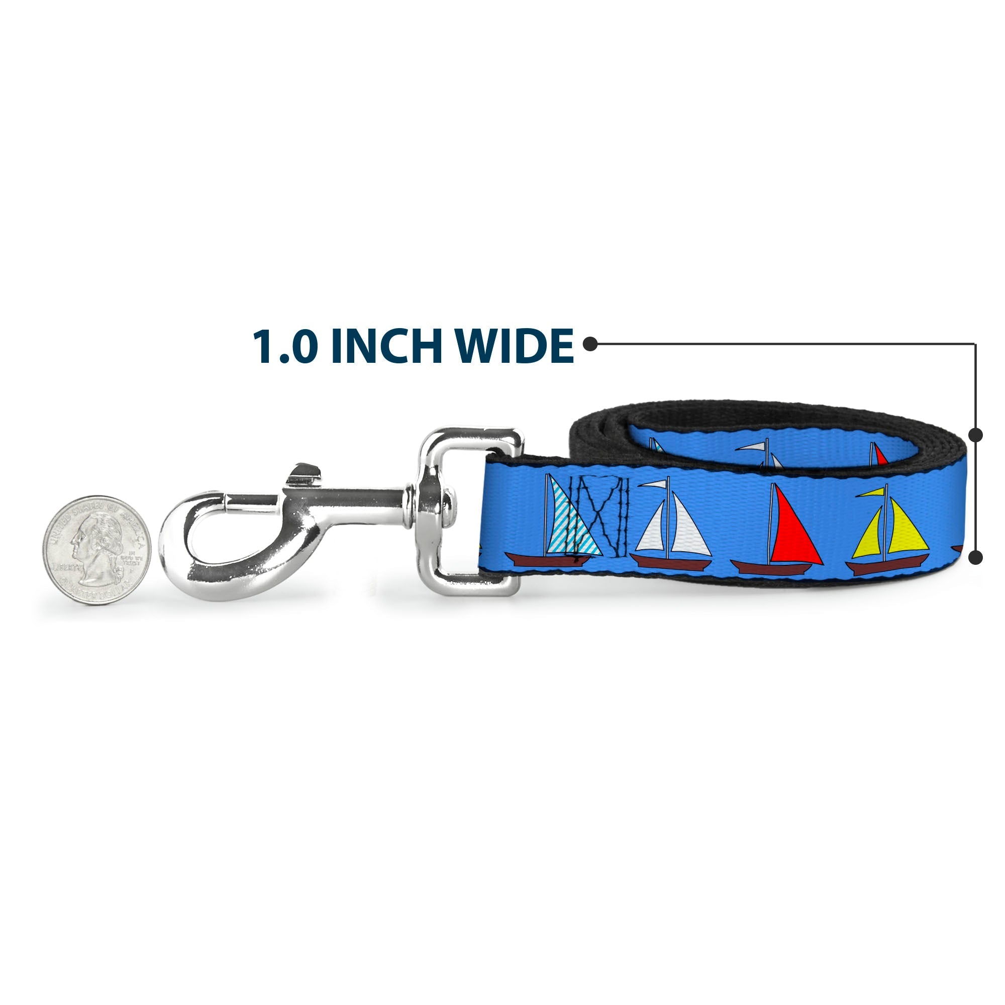 Dog Leash - Sailboats Blue