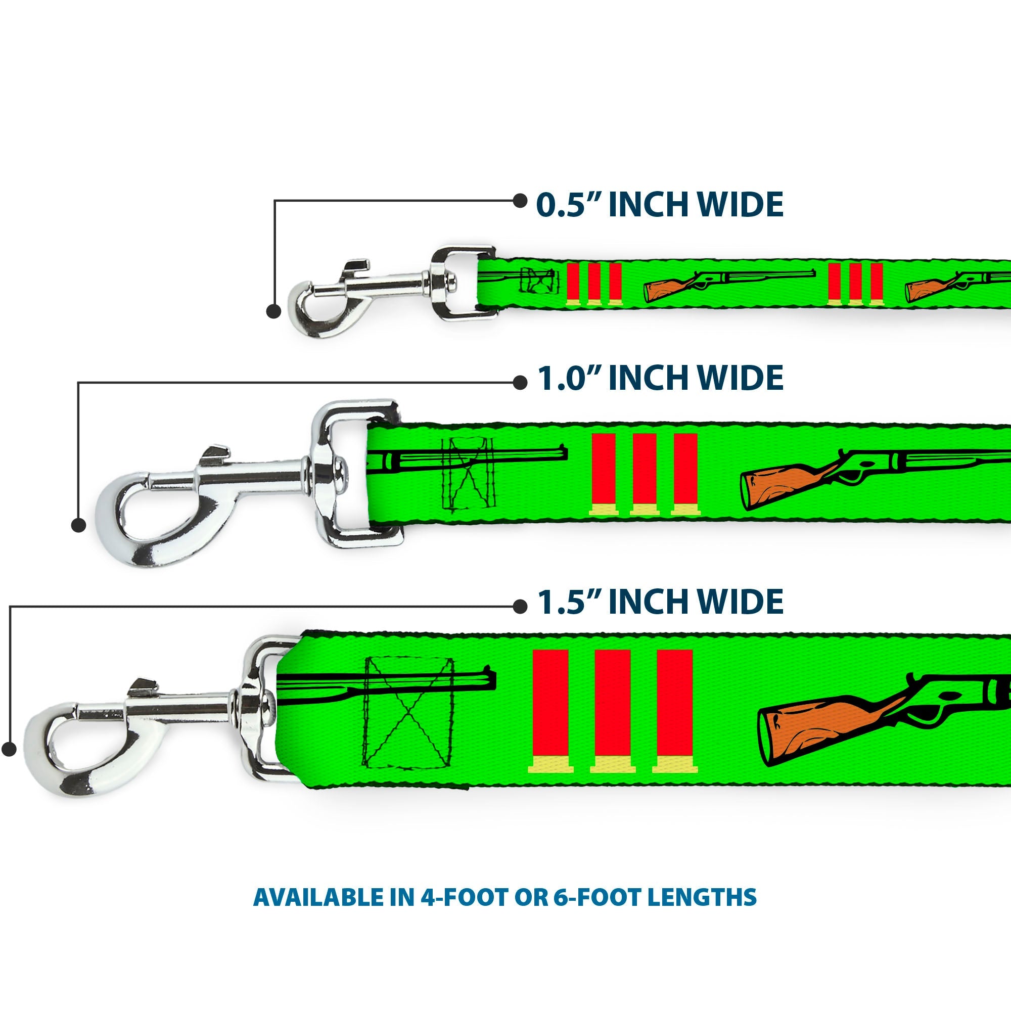 Buckle-Down Dog Leash - Shotgun & Shells Green