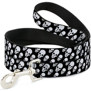 Dog Leash - Tilted Skulls Black/White