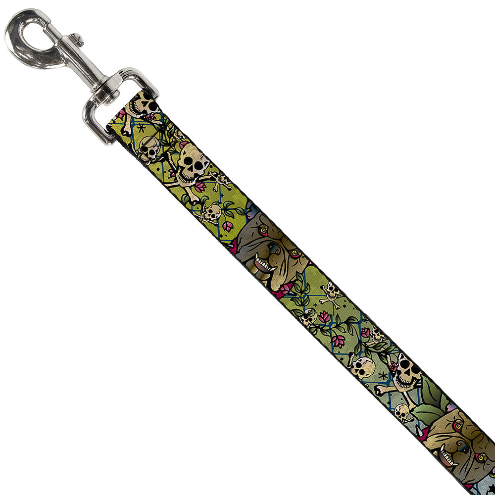Dog Leash - Trust No One CLOSE-UP Yellow/Green/Blue-S